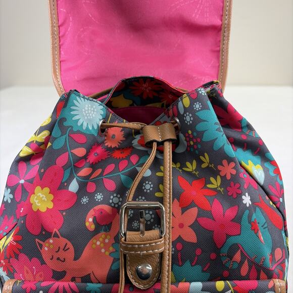 Lily Bloom Backpack Playful Garden Cats Eco-friendly Grey/Multi-Color Charity - Picture 9 of 15